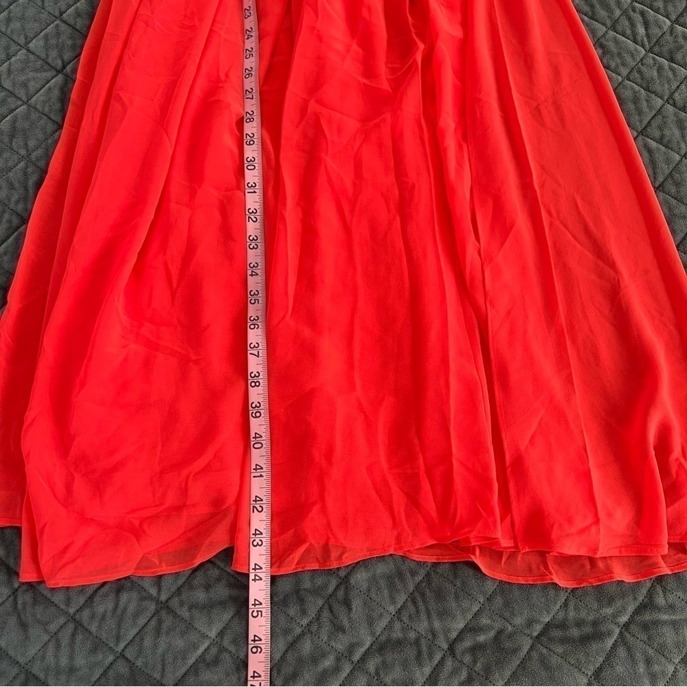 Bebe Maxi Skirt Women’s XS Dress Red Plated Side Slits Pleated Lined Mini B27 - Picture 5 of 10
